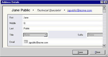 vCard attachment details