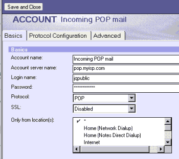 Internet POP mail Account document
