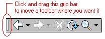 Grip bar on a toolbar